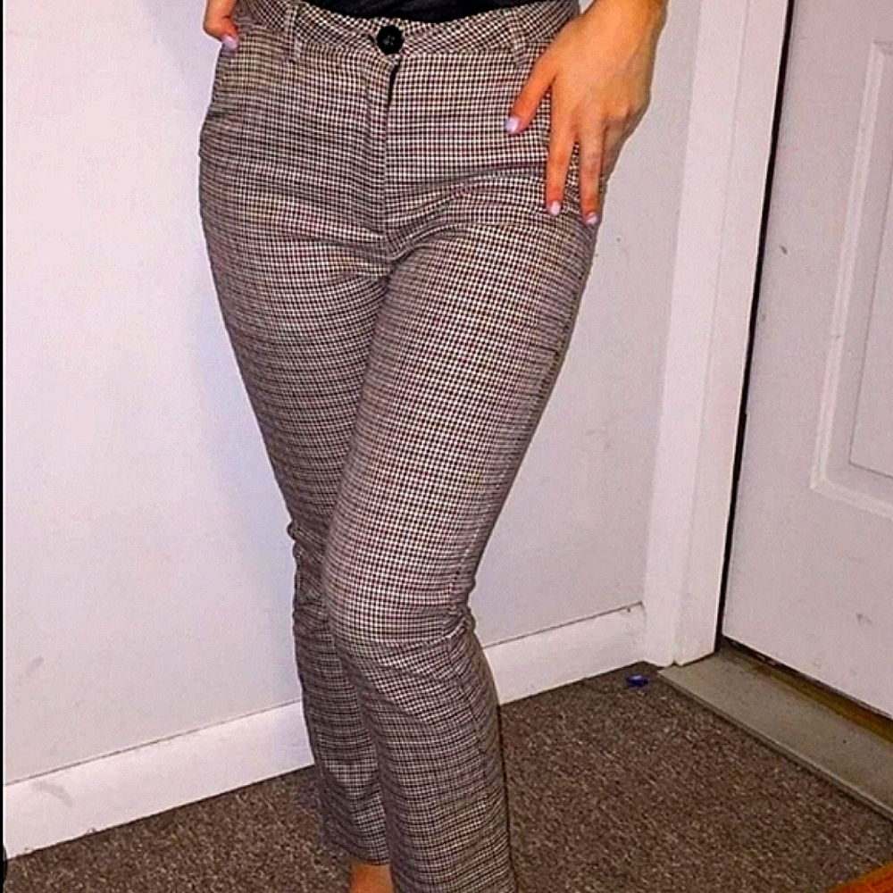 Unif Brown Plaid Dawson Pants Plaid Flare Pants